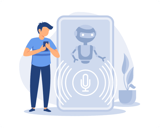 Man Standing and holding a phone illustration